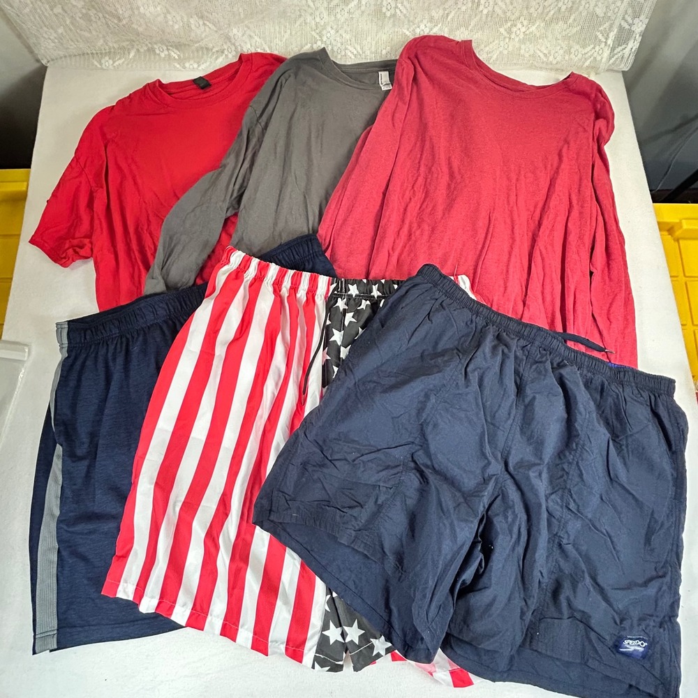 BUNDLE + FREE SHIPPING, Men's 2x - Shirts, Shorts & Swimwear - 6 pc Lot